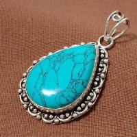 Tqa 449a pendentif pendant 12gr 22x32mm turquoise bleue achat vente bijou argent 925 1