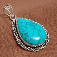 Tqa 449b pendentif pendant 12gr 22x32mm turquoise bleue achat vente bijou argent 925 1