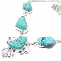 Tqa 469b collier parure sautoir 24gr 20x25mm turquoise achat vente bijou ethnique argent 925