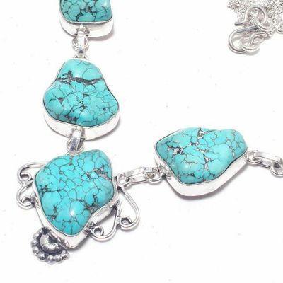 Tqa 470b collier parure sautoir 26gr 20x25mm turquoise achat vente bijou ethnique argent 925