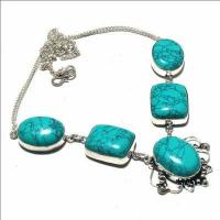 Tqa 471a collier parure sautoir 37gr 20x25mm turquoise achat vente bijou ethnique argent 925