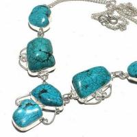 Tqa 472b collier parure sautoir 46gr 20x35mm turquoise achat vente bijou ethnique argent 925