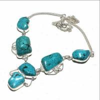 Tqa 472d collier parure sautoir 46gr 20x35mm turquoise achat vente bijou ethnique argent 925