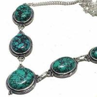 Tqa 474b collier parure sautoir 32gr 20x25mm turquoise achat vente bijou ethnique argent 925