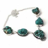 Tqa 475a collier parure sautoir 36gr 20x30mm turquoise achat vente bijou ethnique argent 925