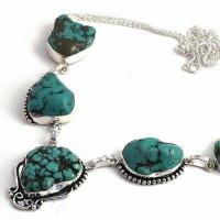 Tqa 475b collier parure sautoir 36gr 20x30mm turquoise achat vente bijou ethnique argent 925