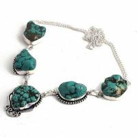 Tqa 475d collier parure sautoir 36gr 20x30mm turquoise achat vente bijou ethnique argent 925