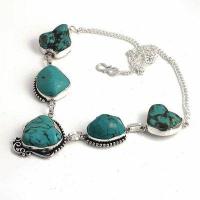 Tqa 476d collier parure sautoir 35gr 20x30mm turquoise achat vente bijou ethnique argent 925