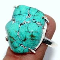 Tqa 485a bague chevaliere t59 8gr 20x25mm turquoise ethnique tibet vente bijou argent 925