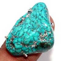 Tqa 487a bague chevaliere t56 8gr 20x25mm turquoise ethnique tibetaine vente bijou argent 925