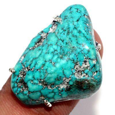Tqa 487a bague chevaliere t56 8gr 20x25mm turquoise ethnique tibetaine vente bijou argent 925