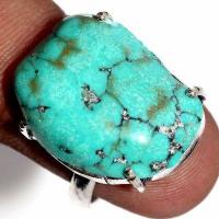 Tqa 488b bague chevaliere t54 5gr 20x15mm turquoise ethnique tibet vente bijou argent 925