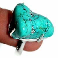 Tqa 493b bague chevaliere t60 10gr 22x20mm turquoise ethnique tibetaine vente bijou argent 925