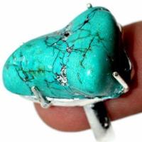 Tqa 493c bague chevaliere t60 10gr 22x20mm turquoise ethnique tibetaine vente bijou argent 925