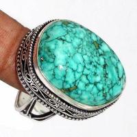 Tqa 496b bague chevaliere t59 15gr 20x26mm turquoise ethnique tibet vente bijou argent 925