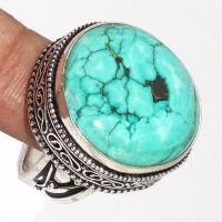 Tqa 500b bague chevaliere t58 14gr 22x25mm turquoise ethnique tibetaine vente bijou argent 925