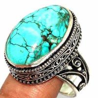 Tqa 511c bague chevaliere t59 10gr 15x20mm turquoise ethnique tibet vente bijou argent 925