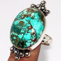 Tqa 514c bague chevaliere t61 10gr 18x25mm turquoise ethnique tibet vente bijou argent 925