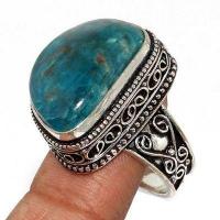 Tqa 517a bague chevaliere t58 12gr 15x20mm turquoise verte ethnique vente bijou argent 925