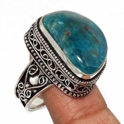 Tqa 517b bague chevaliere t58 12gr 15x20mm turquoise verte ethnique vente bijou argent 925