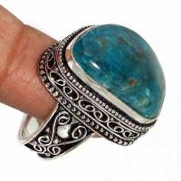 Tqa 517c bague chevaliere t58 12gr 15x20mm turquoise verte ethnique vente bijou argent 925