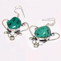 Tqa 520c collier boucles oreilles 41gr 20x15mm turquoise achat vente bijou tibet argent 925