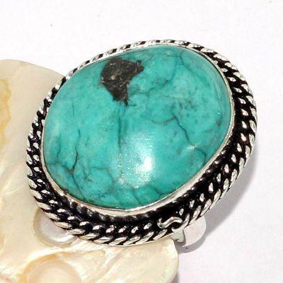 Tqa 525a bague chevaliere t57 10gr 20x25mm turquoise ethnique tibetaine vente bijou argent 925