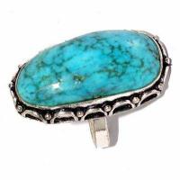 Tqa 527a bague chevaliere t55 11gr 16x32mm turquoise ethnique tibetaine vente bijou argent 925