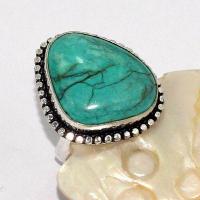 Tqa 532b bague chevaliere t59 8gr 20x25mm turquoise ethnique tibetaine vente bijou argent 925