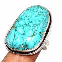 Tqa 542b bague chevaliere t60 11gr 20x30mm turquoise ethnique tibetaine vente bijou argent 925