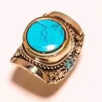 Tqa 562a bague chevaliere t60 30gr 40x30mm turquoise corail vente bijou argent 925