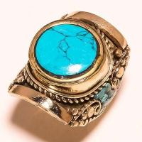 Tqa 562c bague chevaliere t60 30gr 40x30mm turquoise corail vente bijou argent 925