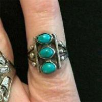 Tqa 566b bague navajo t57 6gr 6x8mm turquoise ethnique vente bijou argent 925