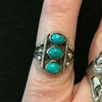 Tqa 567a bague navajo t59 6gr 6x8mm turquoise ethnique vente bijou argent 925