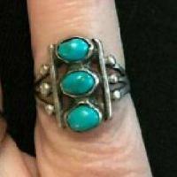 Tqa 567b bague navajo t59 6gr 6x8mm turquoise ethnique vente bijou argent 925