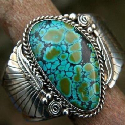 Tqa 568a bague navajo t59 6gr 10x20m turquoise ethnique vente bijou argent 925