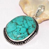 Tqa 574a pendentif pendant 50mm 15gr 25x35mm turquoise vente bijou ethnique tibet argent 925