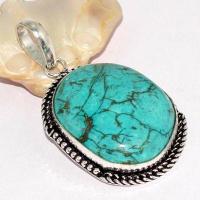 Tqa 574b pendentif pendant 50mm 15gr 25x35mm turquoise vente bijou ethnique tibet argent 925