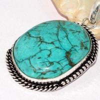 Tqa 574c pendentif pendant 50mm 15gr 25x35mm turquoise vente bijou ethnique tibet argent 925