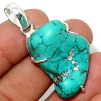 Tqa 582a pendentif pendant 50mm 10gr 25x35mm turquoise vente bijou ethnique tibet argent 925