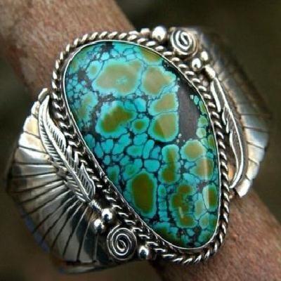 Tqa 583a bague navajo t62 9gr 10x20m turquoise ethnique vente bijou argent 925