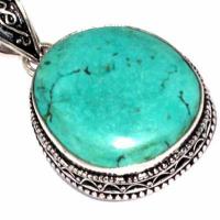 Tqa 593c pendentif pendant 50mm 14gr 20x25mm turquoise vente bijou ethnique tibet argent 925