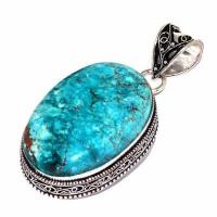 Tqa 595b pendentif pendant 55mm 23gr 25x40mm turquoise vente bijou ethnique tibet argent 925