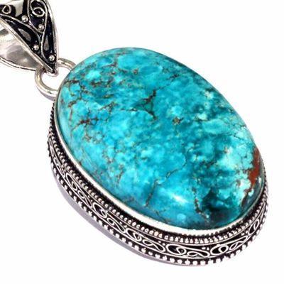 Tqa 595c pendentif pendant 55mm 23gr 25x40mm turquoise vente bijou ethnique tibet argent 925