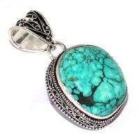 Tqa 597a pendentif pendant 50mm 14gr 25x20mm turquoise vente bijou ethnique tibet argent 925