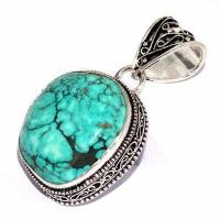 Tqa 597b pendentif pendant 50mm 14gr 25x20mm turquoise vente bijou ethnique tibet argent 925