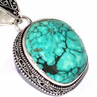 Tqa 597c pendentif pendant 50mm 14gr 25x20mm turquoise vente bijou ethnique tibet argent 925