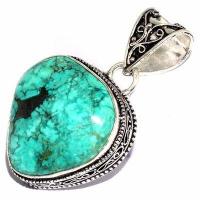 Tqa 598b pendentif pendant 50mm 13gr 25x20mm turquoise vente bijou ethnique tibet argent 925