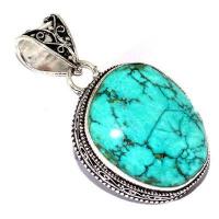 Tqa 599a pendentif pendant 50mm 14gr 25x30mm turquoise vente bijou ethnique tibet argent 925