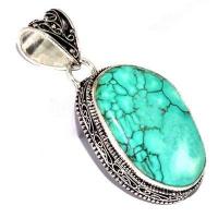 Tqa 600a pendentif pendant 50mm 14gr 20x35mm turquoise vente bijou ethnique tibet argent 925